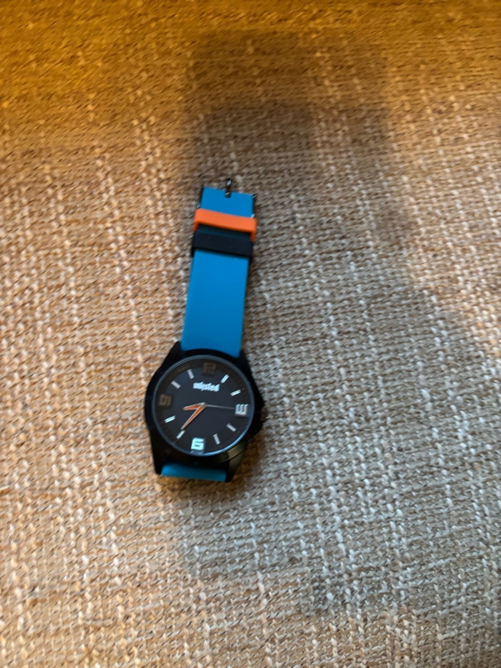 Unlisted by Kenneth Cole Blue Silicone Sport Watch with Orange Accent